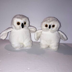 White‎ Snow Owl Pair 4” Bean Bag Plush